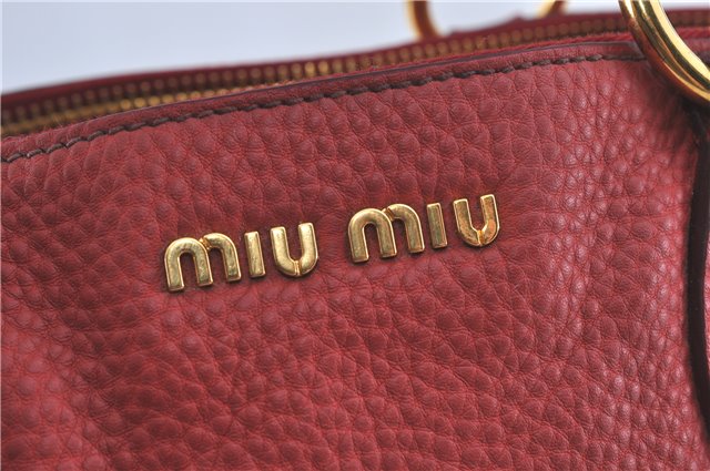 Authentic MIU MIU Leather Shoulder Hand Bag Red J0371