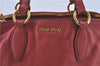 Authentic MIU MIU Leather Shoulder Hand Bag Red J0371