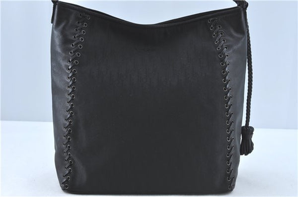 Authentic Christian Dior Trotter Shoulder Hand Bag Nylon Leather Black J0373