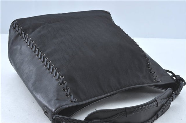 Authentic Christian Dior Trotter Shoulder Hand Bag Nylon Leather Black J0373