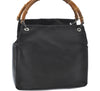Authentic GUCCI Bamboo Hand Bag Purse Nylon Leather Brown J0375