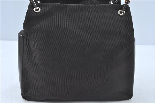 Authentic GUCCI Bamboo Hand Bag Purse Nylon Leather Brown J0375