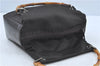 Authentic GUCCI Bamboo Hand Bag Purse Nylon Leather Brown J0375