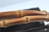 Authentic GUCCI Bamboo Hand Bag Purse Nylon Leather Brown J0375