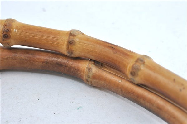 Authentic GUCCI Bamboo Hand Bag Purse Nylon Leather Brown J0375