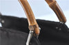 Authentic GUCCI Bamboo Hand Bag Purse Nylon Leather Brown J0375
