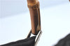 Authentic GUCCI Bamboo Hand Bag Purse Nylon Leather Brown J0375