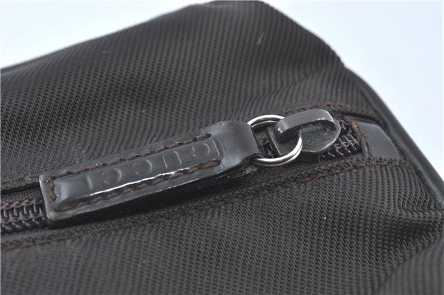 Authentic GUCCI Bamboo Hand Bag Purse Nylon Leather Brown J0375