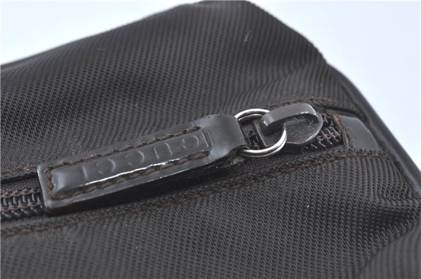 Authentic GUCCI Bamboo Hand Bag Purse Nylon Leather Brown J0375