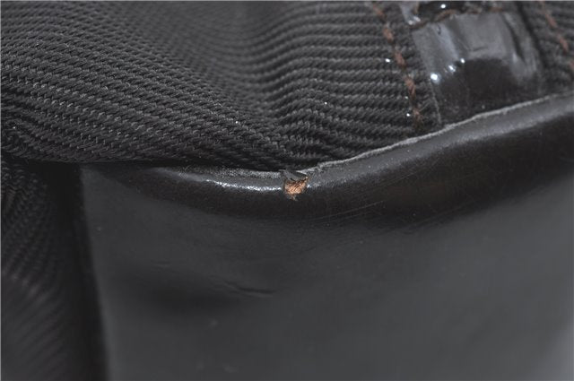 Authentic GUCCI Bamboo Hand Bag Purse Nylon Leather Brown J0375