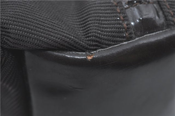 Authentic GUCCI Bamboo Hand Bag Purse Nylon Leather Brown J0375