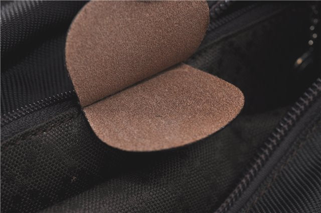 Authentic GUCCI Bamboo Hand Bag Purse Nylon Leather Brown J0375