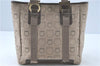 Authentic Ferragamo Gancini Canvas Leather Shoulder Tote Bag Beige Brown J0378