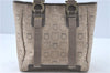 Authentic Ferragamo Gancini Canvas Leather Shoulder Tote Bag Beige Brown J0378