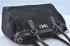 Authentic Ferragamo Gancini Nylon Leather 2Way Shoulder Tote Bag Black J0381