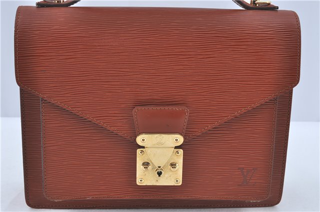 Authentic Louis Vuitton Epi Monceau 2Way Shoulder Hand Bag Brown M52123 LV J0385