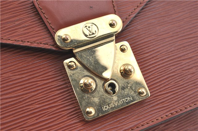 Authentic Louis Vuitton Epi Monceau 2Way Shoulder Hand Bag Brown M52123 LV J0385