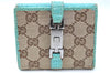 Auth GUCCI Jackie Bifold Wallet Purse GG Canvas Leather 05470 Brown Blue J0404