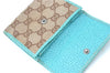 Auth GUCCI Jackie Bifold Wallet Purse GG Canvas Leather 05470 Brown Blue J0404