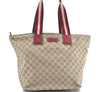 Authentic GUCCI Shoulder Tote Bag GG Canvas Leather 131231 Beige Red J0418