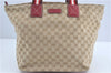 Authentic GUCCI Shoulder Tote Bag GG Canvas Leather 131231 Beige Red J0418