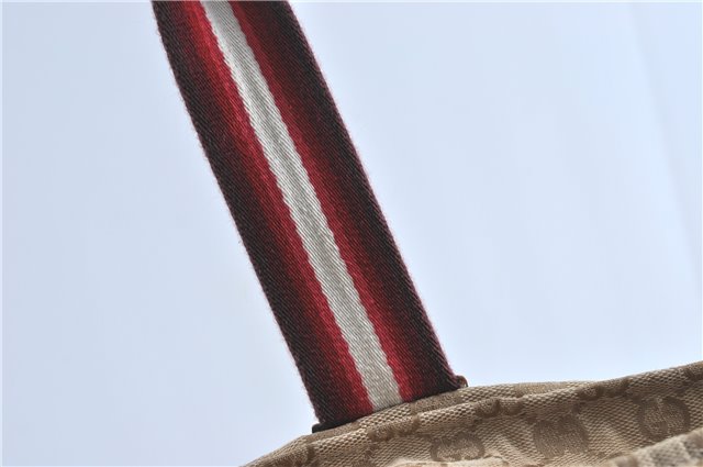 Authentic GUCCI Shoulder Tote Bag GG Canvas Leather 131231 Beige Red J0418