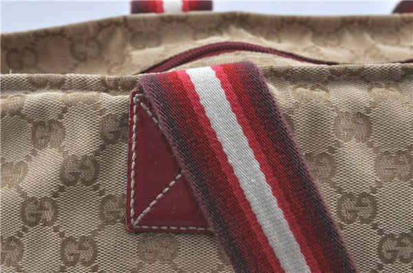 Authentic GUCCI Shoulder Tote Bag GG Canvas Leather 131231 Beige Red J0418