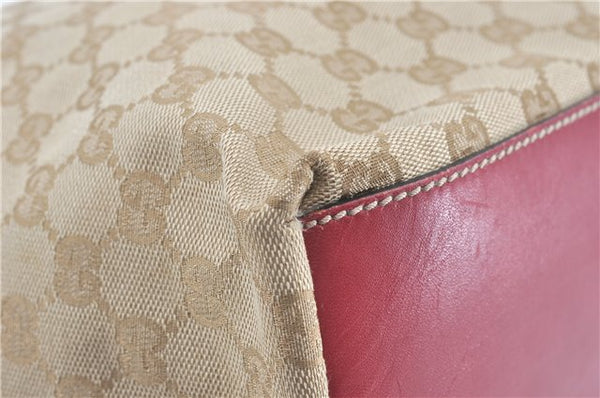 Authentic GUCCI Shoulder Tote Bag GG Canvas Leather 131231 Beige Red J0418