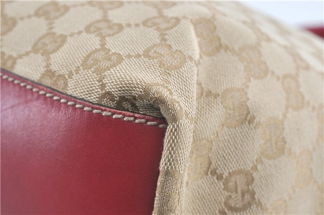 Authentic GUCCI Shoulder Tote Bag GG Canvas Leather 131231 Beige Red J0418