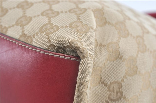 Authentic GUCCI Shoulder Tote Bag GG Canvas Leather 131231 Beige Red J0418