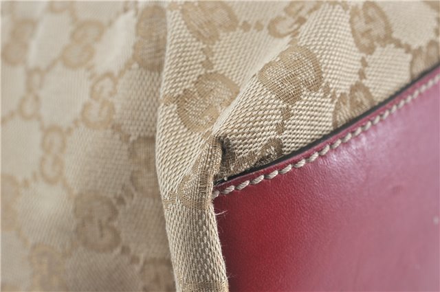Authentic GUCCI Shoulder Tote Bag GG Canvas Leather 131231 Beige Red J0418