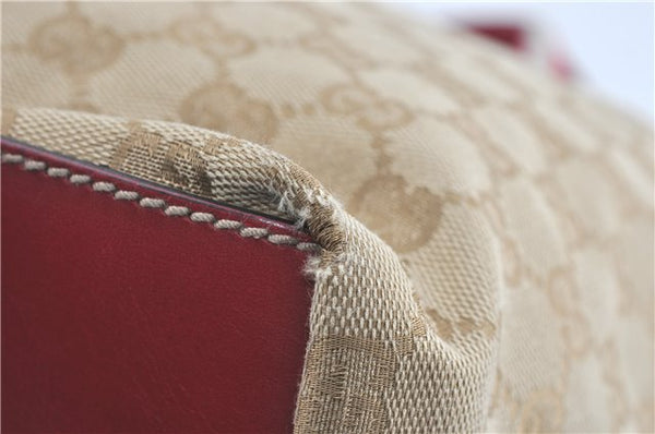 Authentic GUCCI Shoulder Tote Bag GG Canvas Leather 131231 Beige Red J0418