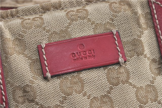 Authentic GUCCI Shoulder Tote Bag GG Canvas Leather 131231 Beige Red J0418