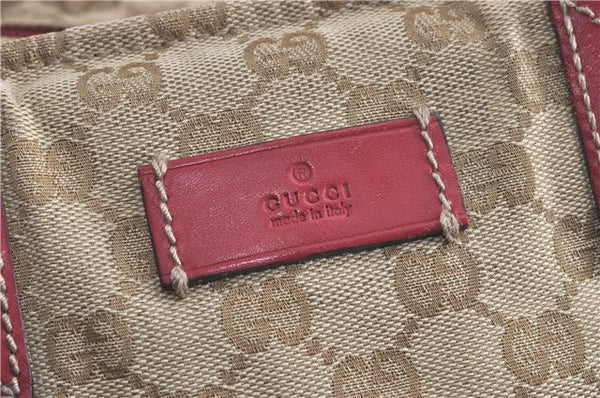 Authentic GUCCI Shoulder Tote Bag GG Canvas Leather 131231 Beige Red J0418