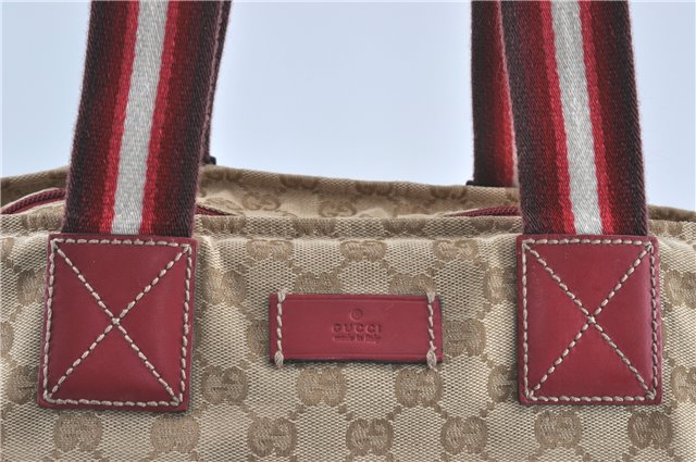 Authentic GUCCI Shoulder Tote Bag GG Canvas Leather 131231 Beige Red J0418