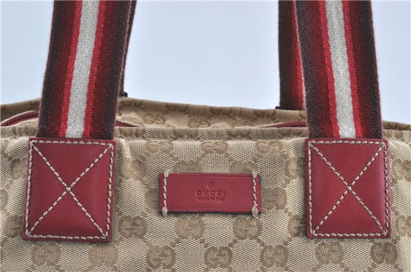 Authentic GUCCI Shoulder Tote Bag GG Canvas Leather 131231 Beige Red J0418