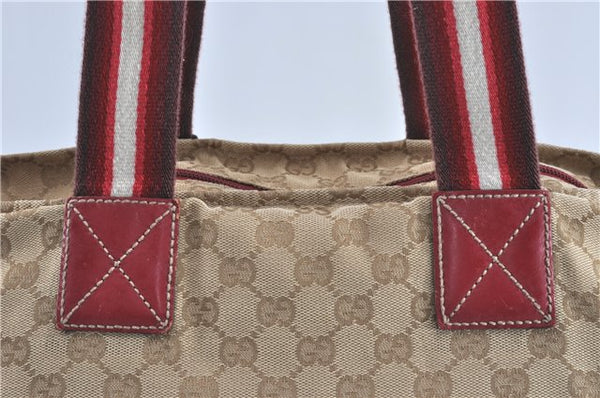 Authentic GUCCI Shoulder Tote Bag GG Canvas Leather 131231 Beige Red J0418