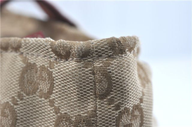 Authentic GUCCI Shoulder Tote Bag GG Canvas Leather 131231 Beige Red J0418