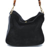 Authentic GUCCI Bamboo Shoulder Bag Suede Leather Brown Black J0426