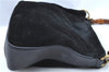 Authentic GUCCI Bamboo Shoulder Bag Suede Leather Brown Black J0426