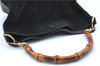 Authentic GUCCI Bamboo Shoulder Bag Suede Leather Brown Black J0426