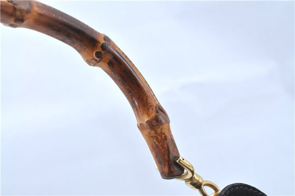 Authentic GUCCI Bamboo Shoulder Bag Suede Leather Brown Black J0426