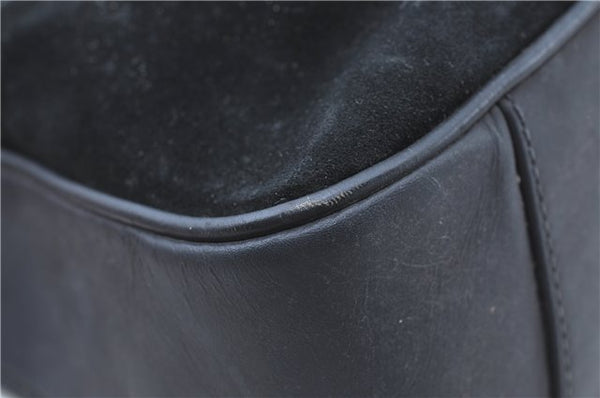 Authentic GUCCI Bamboo Shoulder Bag Suede Leather Brown Black J0426