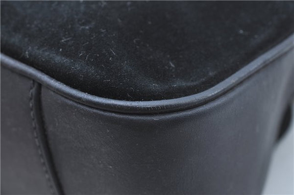 Authentic GUCCI Bamboo Shoulder Bag Suede Leather Brown Black J0426