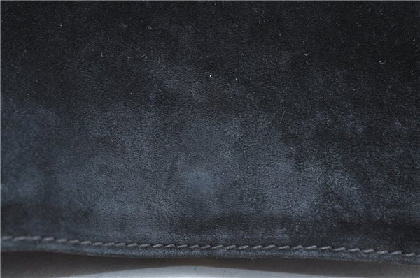 Authentic GUCCI Bamboo Shoulder Bag Suede Leather Brown Black J0426