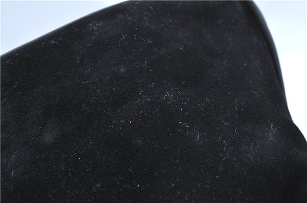 Authentic GUCCI Bamboo Shoulder Bag Suede Leather Brown Black J0426