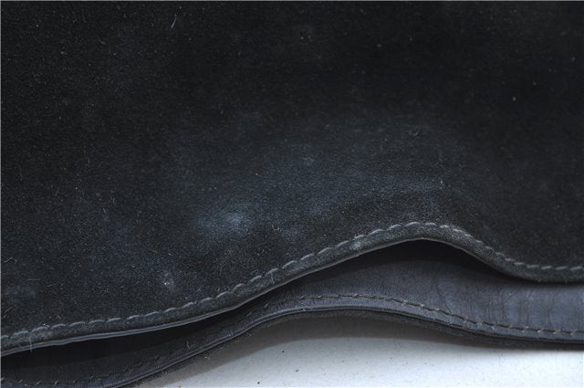 Authentic GUCCI Bamboo Shoulder Bag Suede Leather Brown Black J0426