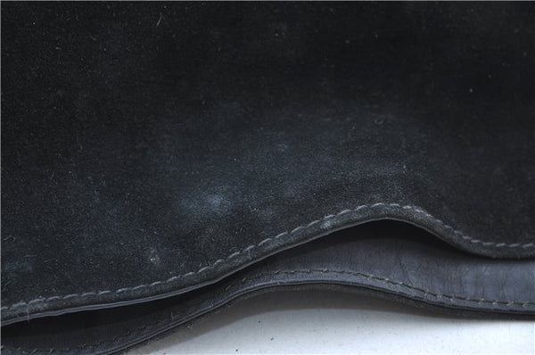 Authentic GUCCI Bamboo Shoulder Bag Suede Leather Brown Black J0426