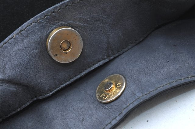 Authentic GUCCI Bamboo Shoulder Bag Suede Leather Brown Black J0426