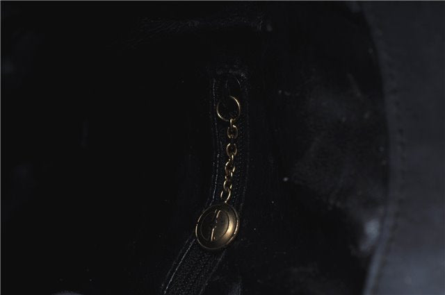 Authentic GUCCI Bamboo Shoulder Bag Suede Leather Brown Black J0426